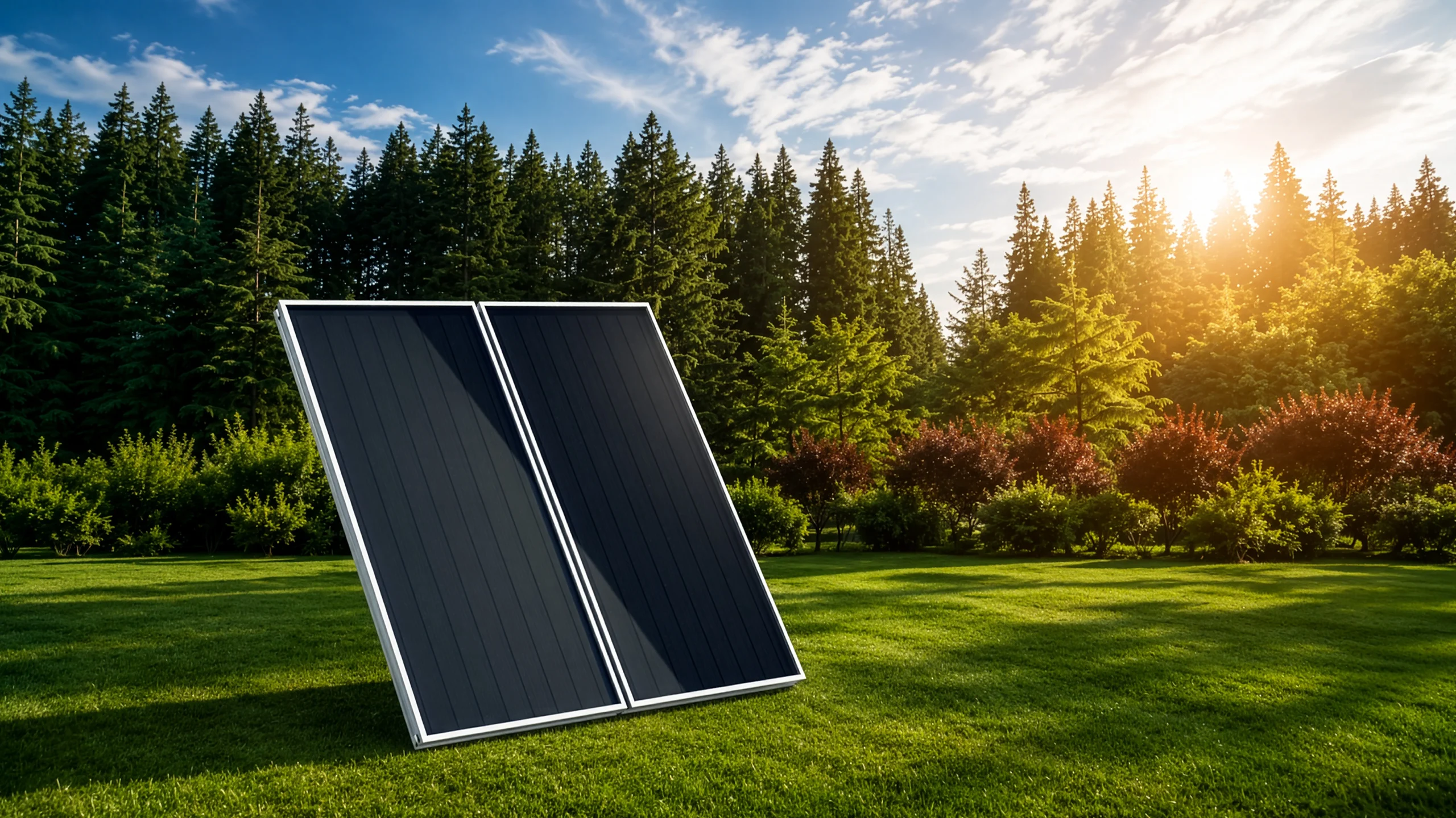 Yeşil alanda solar termal enerji panelleri